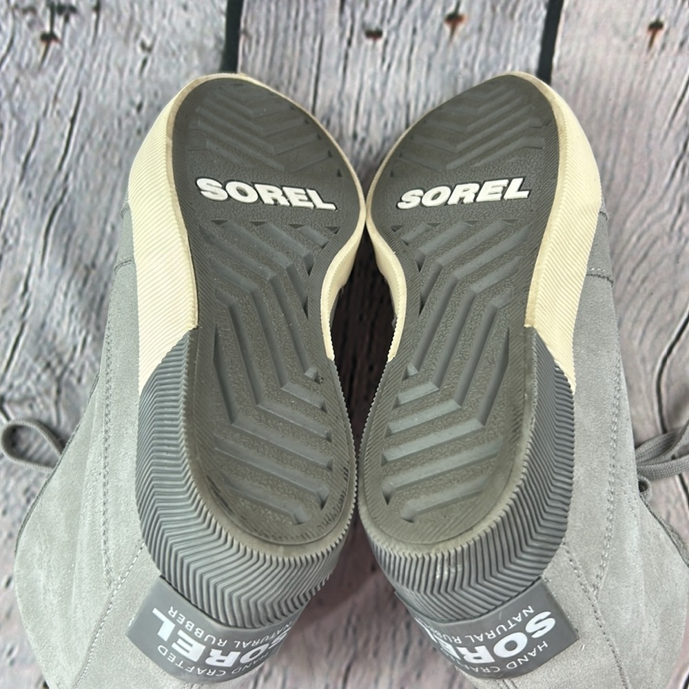 SOREL OUT ‘N ABOUT II Dove Quarry Gray Soft Suede Lace Up Wedge Boot Sneakers - Picture 16 of 17